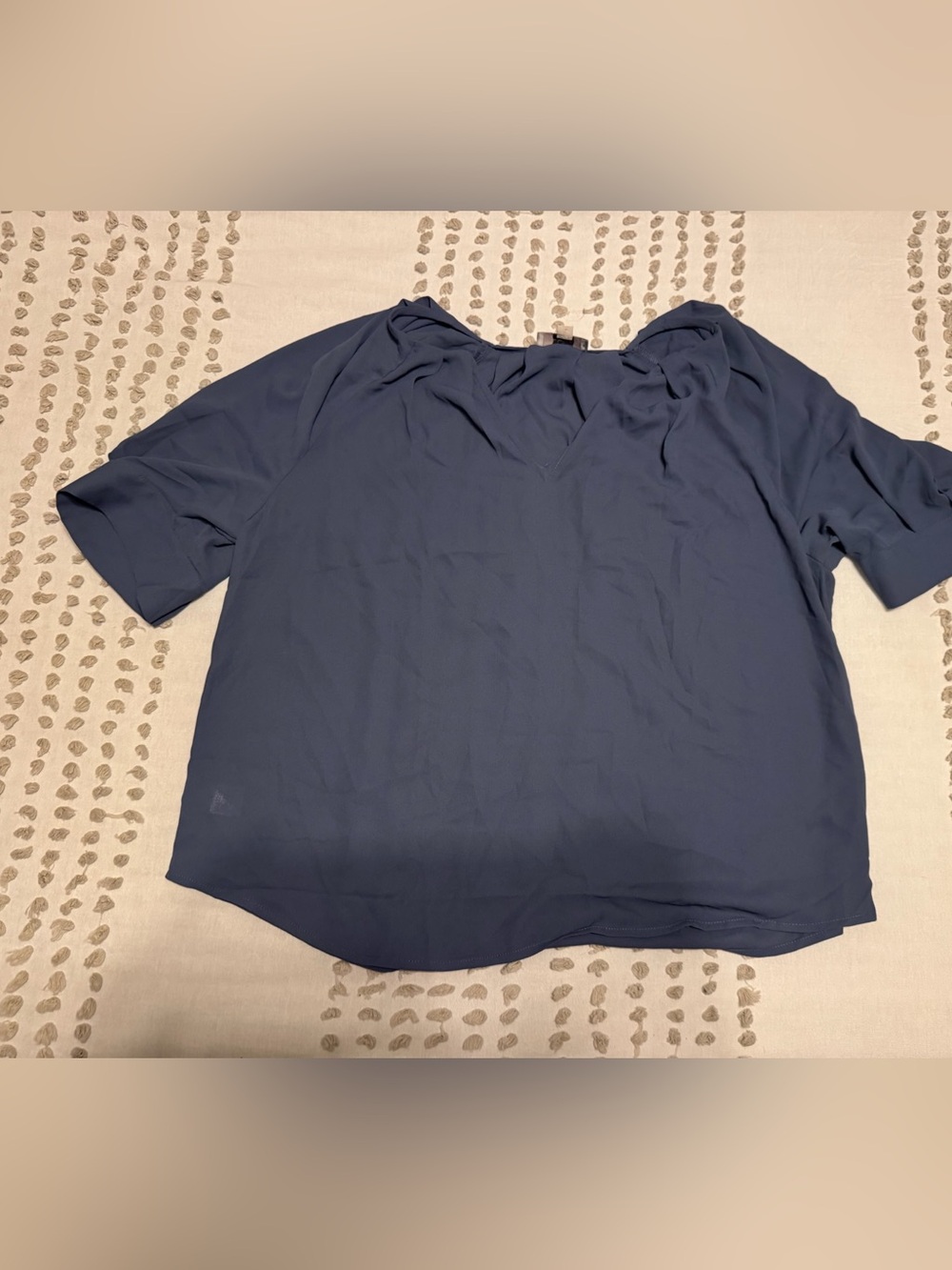 LOFT Navy V-Neck Short Sleeve Blouse